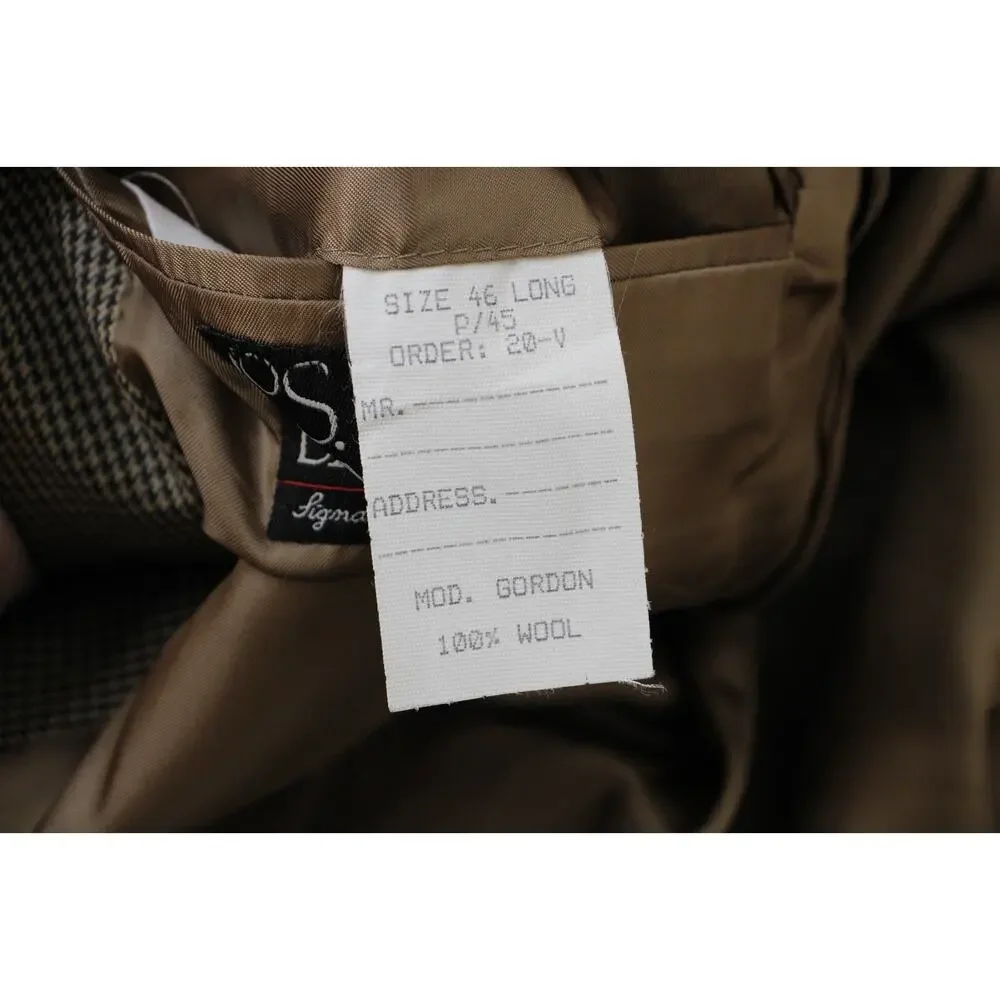 Jos A‎ Bank Blazer Mens 46L Houndstooth 100% Wool 2-Button Single Breasted Lined